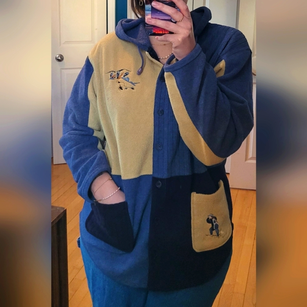 Colorblock Hooded Jacket with Embroidery